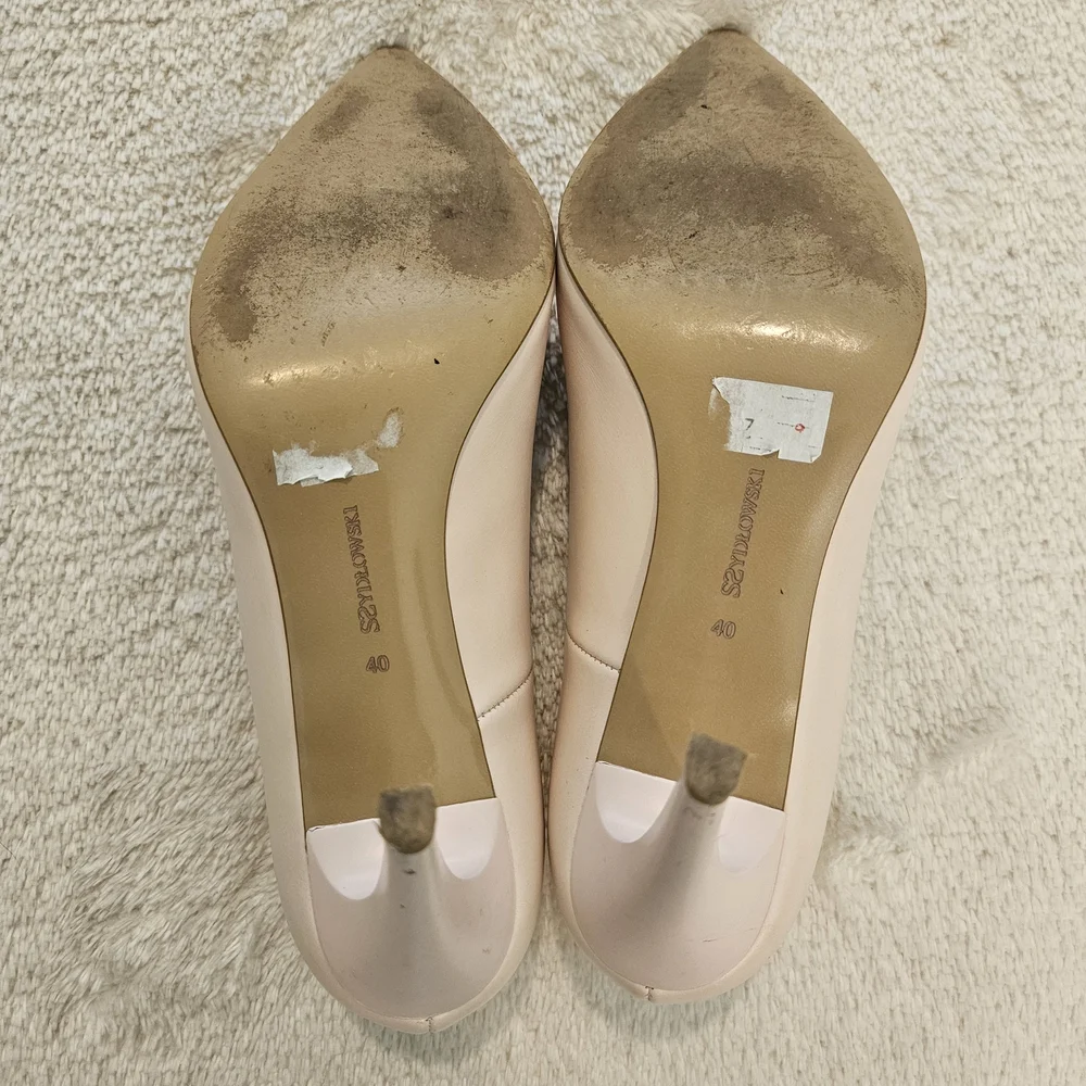 Genuine Leather Cream Heels Pumps Size 9 Business Casual Formal Feminine Work - Picture 5 of 11